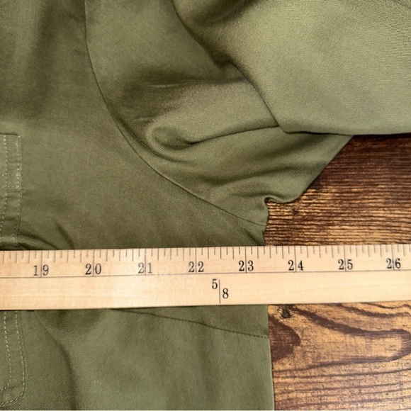 Marc New York Top Womens 1X Green Blouse‎ Lace Up Roll Tab Office Minimalist - Picture 4 of 14